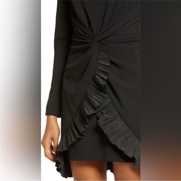 One33 Social NWT Pleated Ruffle Long Sleeve Cocktail Dress Black Size 8 - Picture 5 of 16